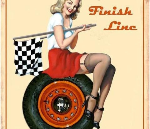 Finish line vintage πίνακας χειροποίητος 20x25 εκ