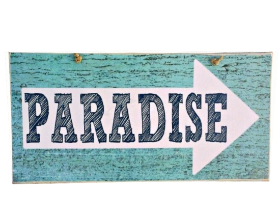 Ρετρό ξύλινος πίνακας χειροποίητος paradise