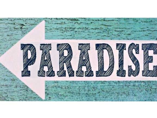 Ρετρό ξύλινος πίνακας χειροποίητος paradise αριστερά
