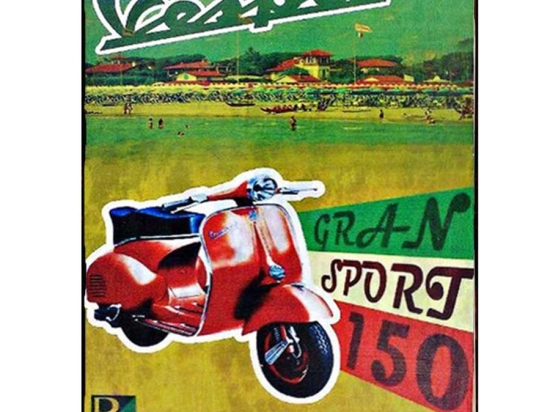 Διαφήμιση vespa ρετρό πίνακας χειροποίητος 20x25 εκ
