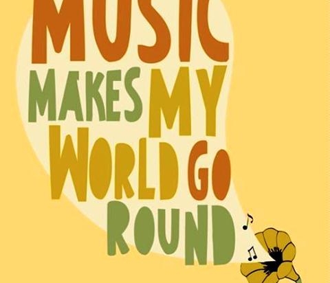 Πίνακας χειροποίητος music makes my world go round