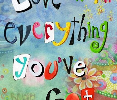 Πίνακας χειροποίητος love with everything you 've got