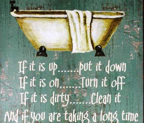 Πίνακας χειροποίητος bathroom rules 20x25 εκ