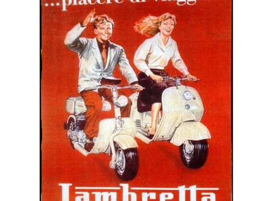 Πίνακας χειροποίητος retro διαφήμιση βέσπας Lambretta 20x25 εκ