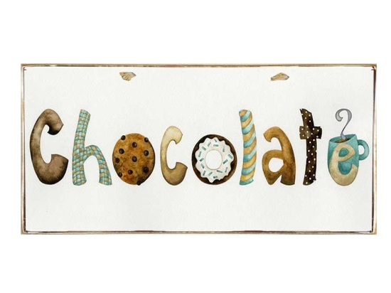 Ξύλινος ρετρό πίνακας χειροποίητος chocolate 26Χ13 εκ