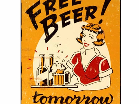 Free beer tomorrow πίνακας vintage χειροποίητος