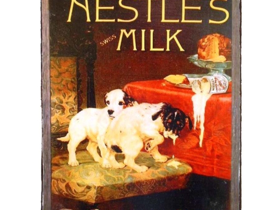 Vintage χειροποίητο πινακάκι Nestles milk 20x25 εκ