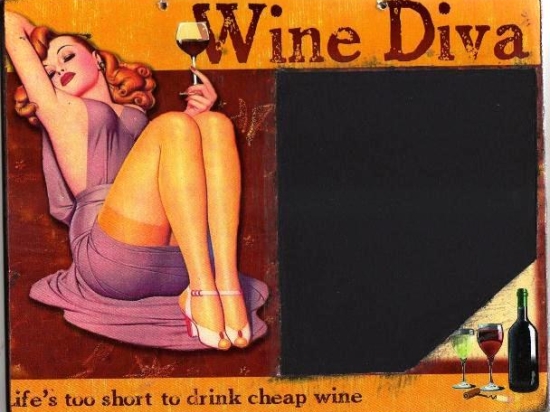 Wine diva ρετρό χειροποίητος μαυροπίνακας