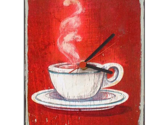 Hot coffee  ξύλινο ρολόι τοίχου χειροποίητο