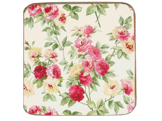 Σουβέρ ξύλινo χειροποίητo white floral 