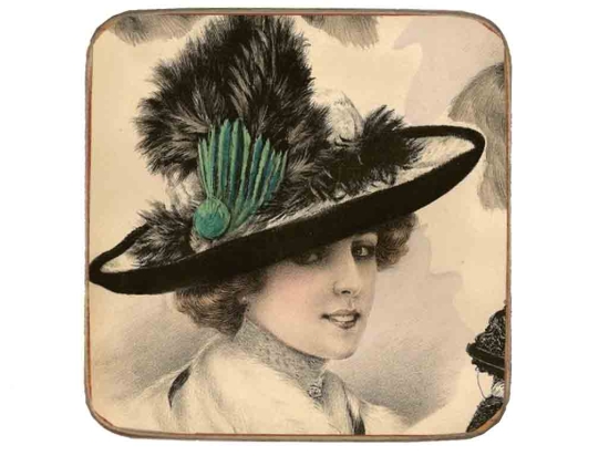 Σουβέρ ξύλινo χειροποίητo lady retro