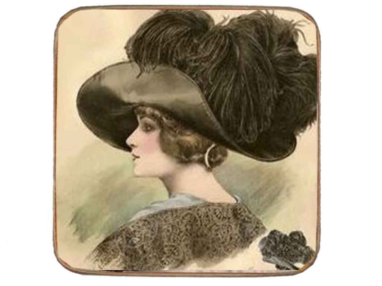 Σουβέρ ξύλινo χειροποίητo lady vintage