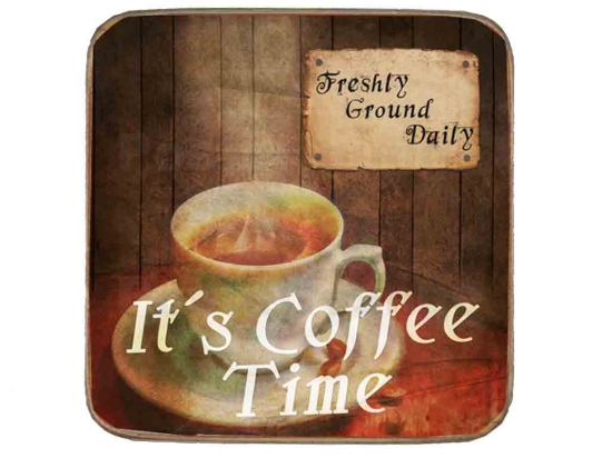 Σουβέρ ξύλινo χειροποίητo it's coffee time 