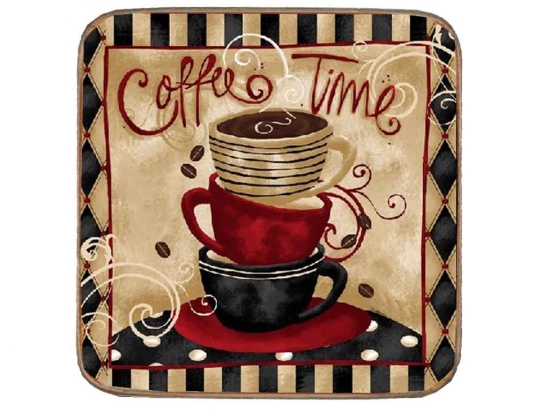 Σουβέρ ξύλινo χειροποίητo coffee time 