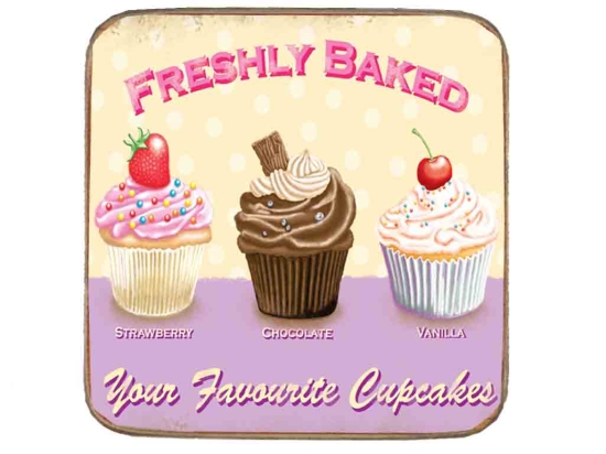 Σουβέρ ξύλινo χειροποίητo freshly baked cupcakes