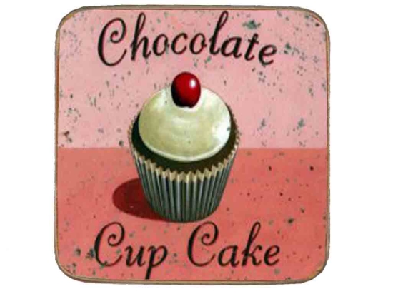 Σουβέρ ξύλινo χειροποίητo chocolate cupcake