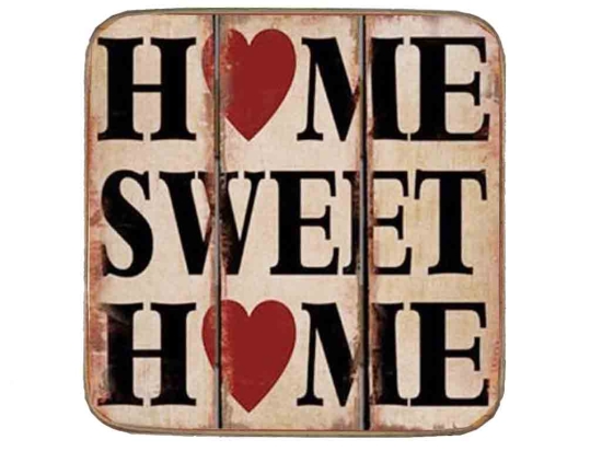 Σουβέρ ξύλινo χειροποίητo romantic home sweet home 