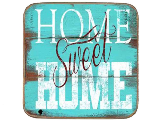 Σουβέρ ξύλινo χειροποίητo γαλάζιο home sweet home