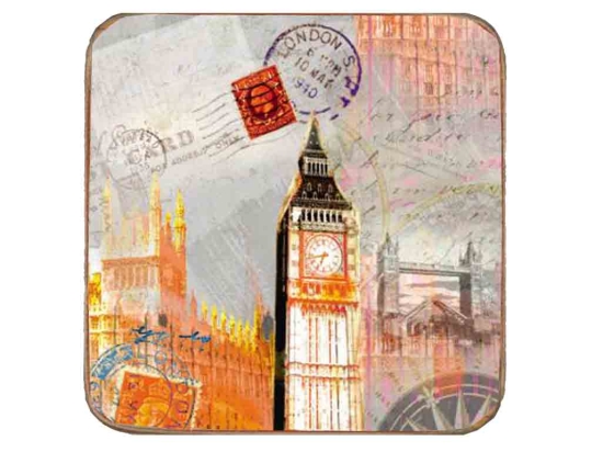 Σουβέρ ξύλινo χειροποίητo London postcard