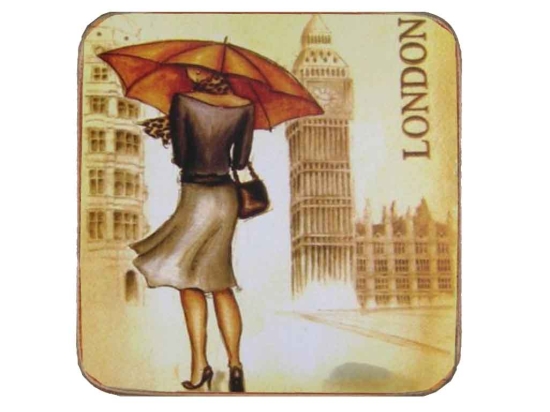 Σουβέρ ξύλινo χειροποίητo English lady