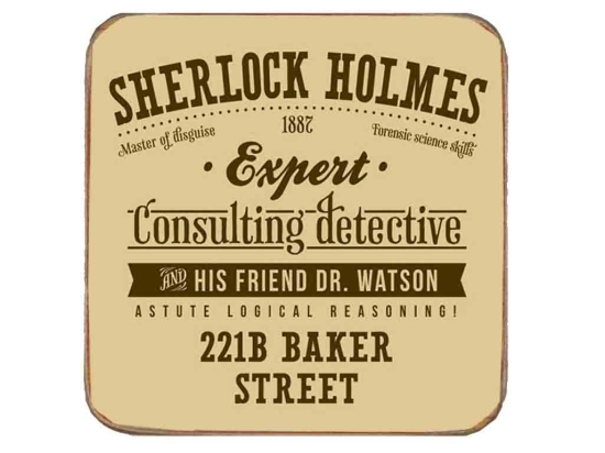 Σουβέρ ξύλινo χειροποίητo Sherlock 