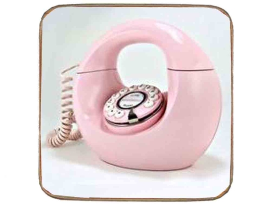 Σουβέρ ξύλινo χειροποίητo vintage pink phone