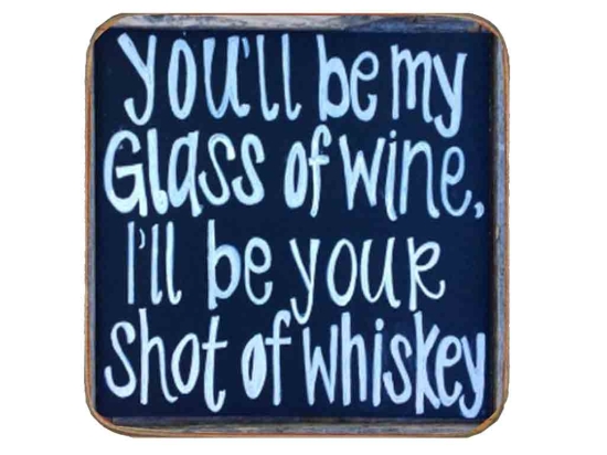 Σουβέρ ξύλινo χειροποίητo you'll be my glass of wIne