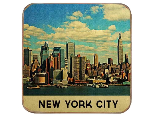 Σουβέρ ξύλινo χειροποίητo New York city