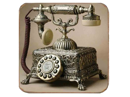 Σουβέρ ξύλινo χειροποίητo vintage telephones