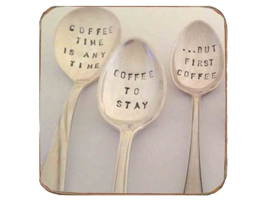 Σουβέρ ξύλινo χειροποίητo spoons about coffee