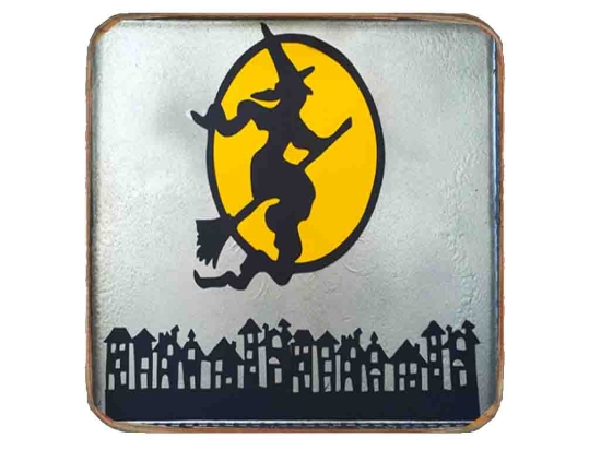 Halloween witch ξύλινο χειροποίητο σουβέρ