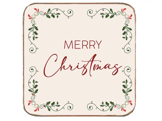 Merry Christmas χειροποίητο σουβέρ χριστουγεννιάτικο 9.5x9.5 εκ