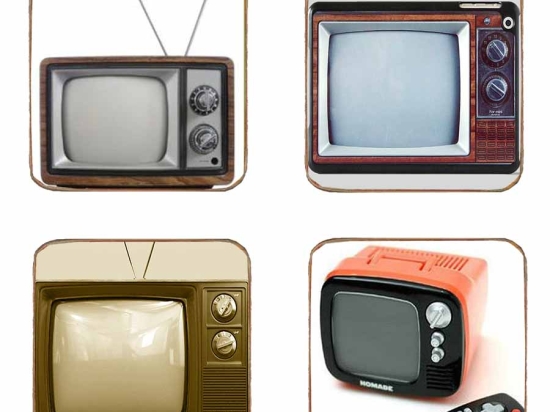 Σουβέρ ξύλινα χειροποίητα tv ρετρό σετ 4 τεμάχια