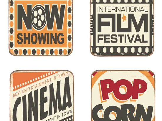 Σουβέρ ξύλινα χειροποίητα cinema σετ 4 τεμαχίων