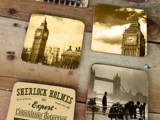 Σουβέρ ξύλινα χειροποίητα London σετ 6 τεμάχια