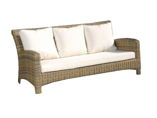 Ρετρό καναπές τριών θέσεων rattan με μαξιλάρια 180x84x84 εκ