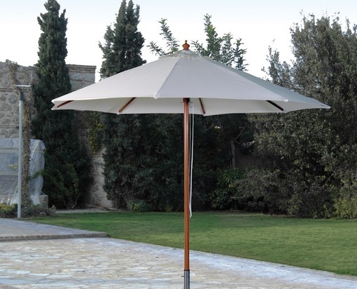 Στρογγυλή γκρι ομπρέλα με βάση 300x275 εκ