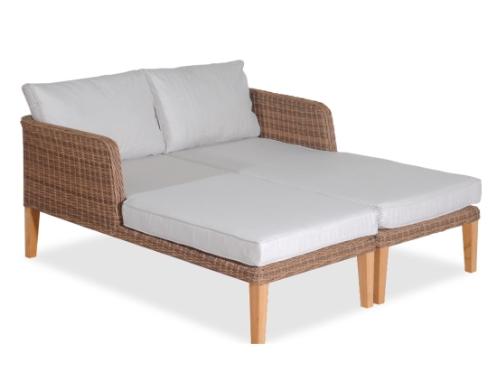 Rattan ξαπλώστρα δύο θέσεων με σκελετό αλουμινίου 72x165x68 εκ