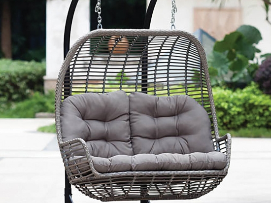 Rattan κουνιστή πολυθρόνα με μεταλλική βάση 175x118x180 εκ
