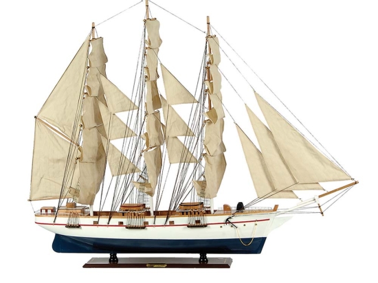 Cutty Sark καραβάκι διακοσμητικό ιστιοφόρο λευκό με μπλε 70x13x60 εκ