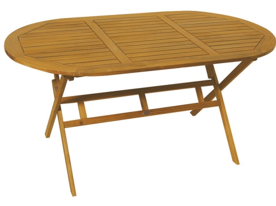 Ξύλινο acacia οβάλ πτυσσόμενο τραπέζι 150x85x72 εκ