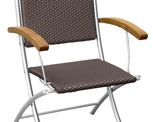 Teak με Inox πολυθρόνα πτυσσόμενη με συνθετικό ράτταν 56x55x96 εκ
