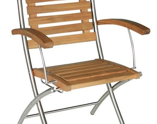 Teak ξύλινη πτυσσόμενη πολυθρόνα χαμηλής πλάτης με ανοξείδωτο σκελετό 58x57x96 εκ