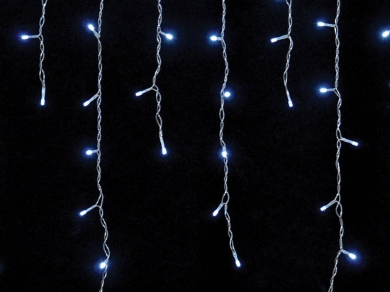 100 Led λαμπάκια ασύμμετρη κουρτίνα IP20 με επέκταση διάφανο καλώδιο λευκό ψυχρό φως 2x0.7μ