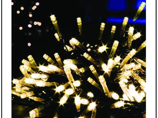 100 Led λαμπάκια αδιάβροχα μπαταρίας με 8 προγράμματα πράσινο καλώδιο και θερμό λευκό φως 7.5μ