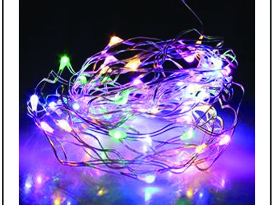 50 Led λαμπάκια μπαταρίας με χάλκινο καλώδιο και πολύχρωμο φως 5μ