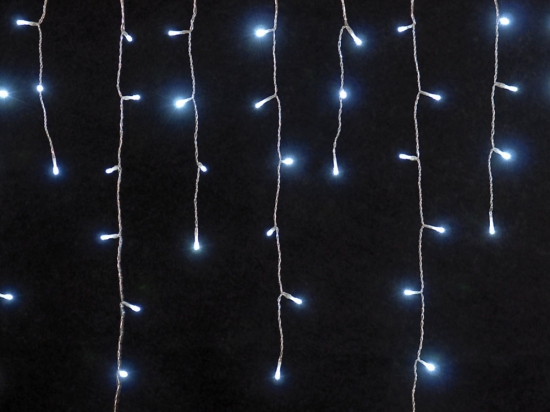 100 Led λαμπάκια κουρτίνα επεκτεινόμενη με διάφανο καλώδιο και λευκό ψυχρό φως 2μ