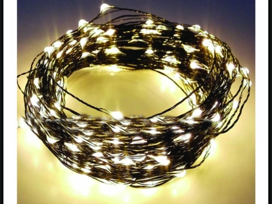 100 Led λαμπάκια IP44 με μαύρο καλώδιο χαλκού και θερμό λευκό φως 10μ