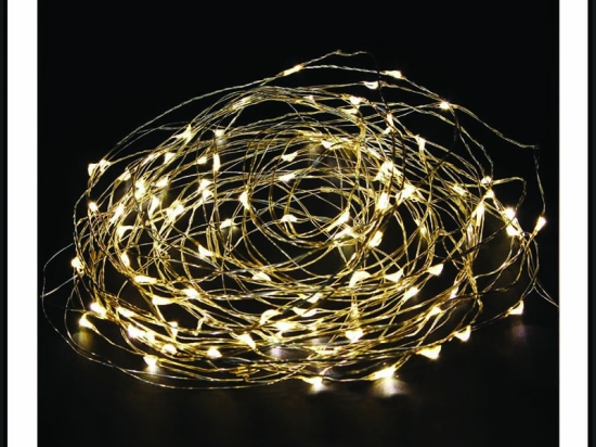 200 Led λαμπάκια μπαταρίας αδιάβροχα με χάλκινο καλώδιο και θερμό λευκό φως 20μ