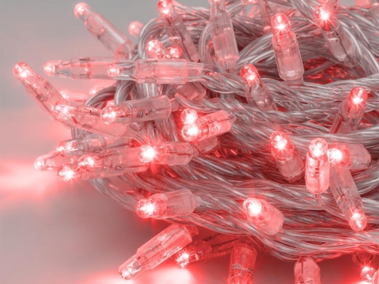 100 Led λαμπάκια IP44 επεκτεινόμενο με διάφανο καλώδιο και κόκκινο φως 5μ